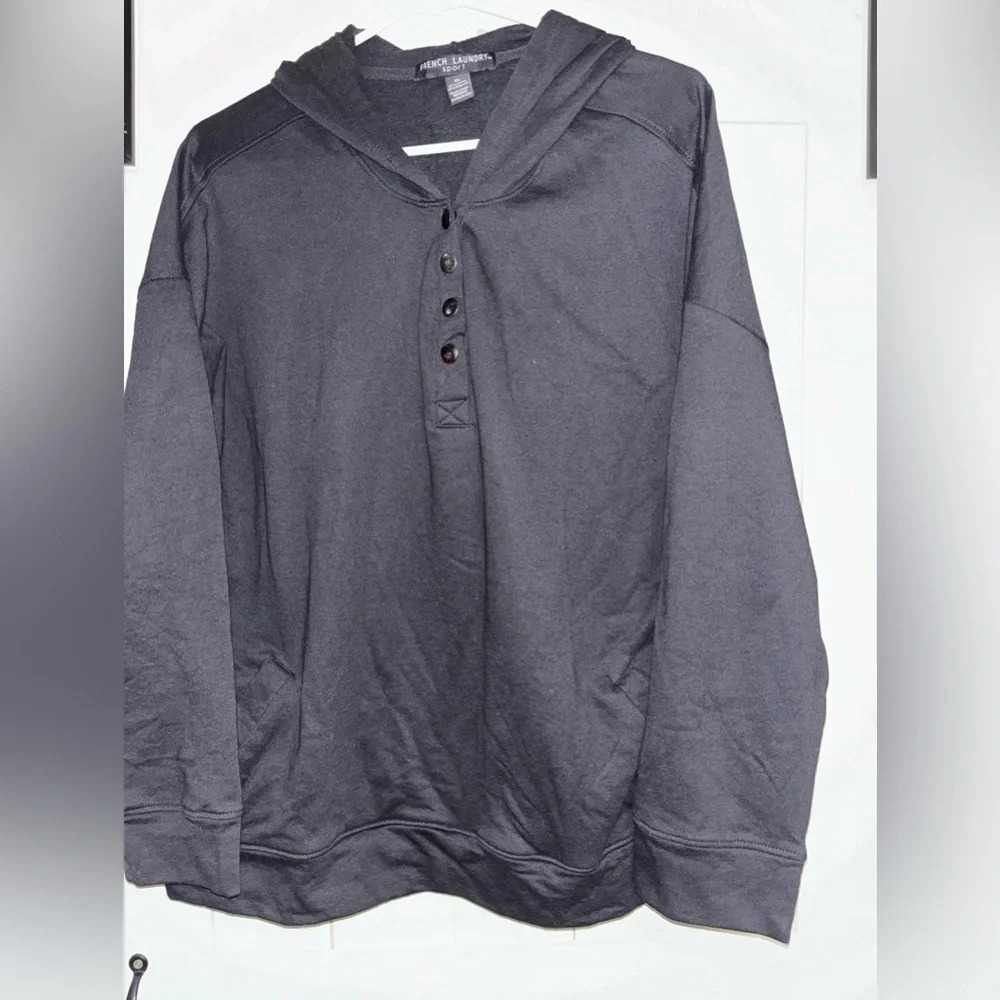 French Laundry Hoodie Mens Large Gray Sport Pullover Oversized Sweatshirt
